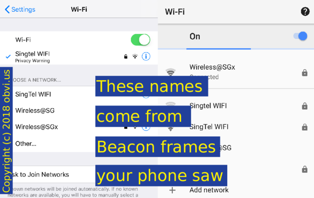 WiFi network list